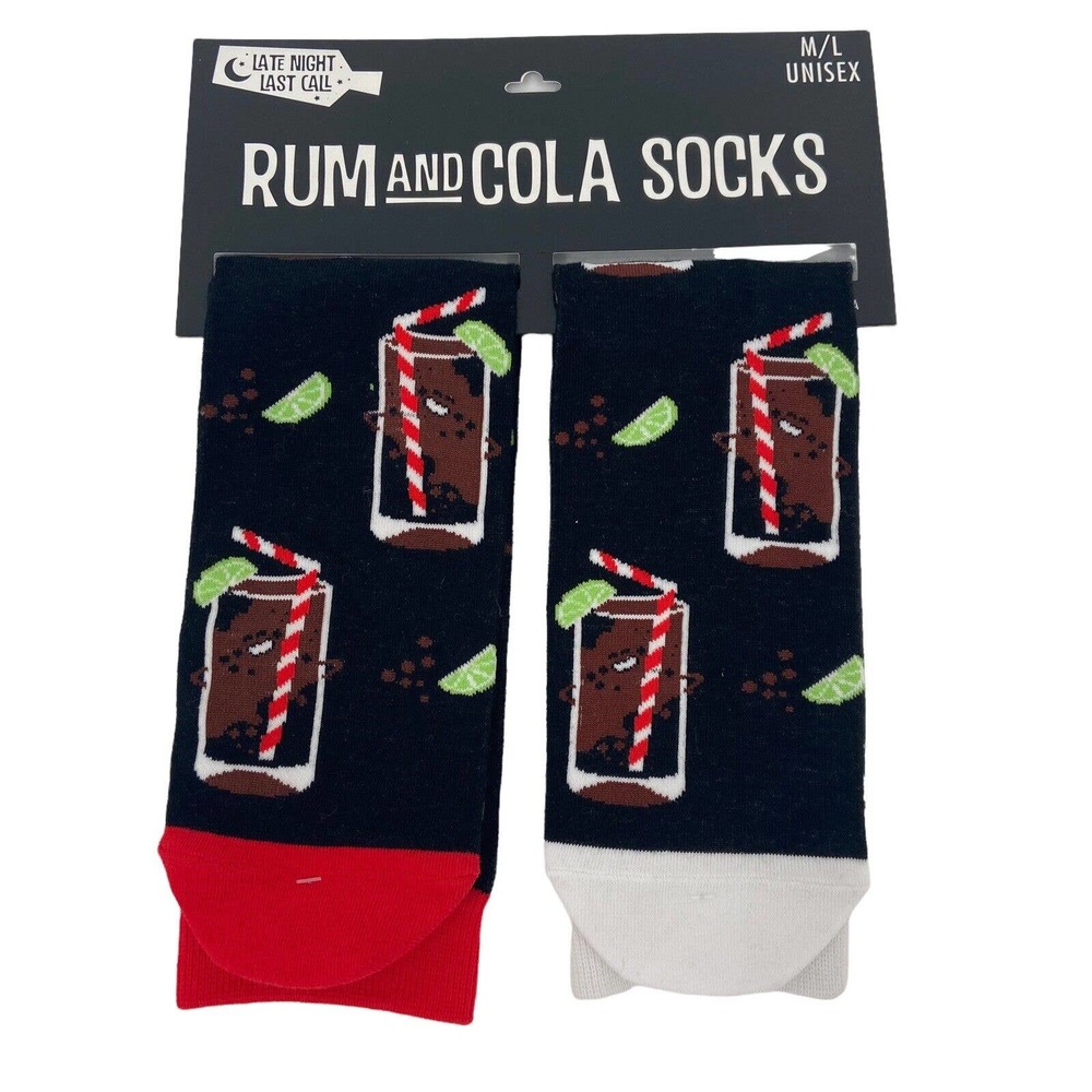 RUM & COLA Novelty Crew Socks Unisex M/L Pavilion Gifts Rare NWT